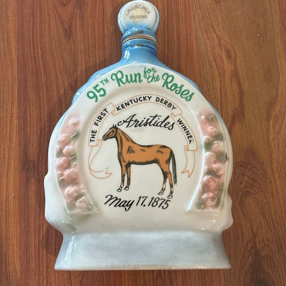 Vintage Jim beam 95th Kentucky Derby special decanter blue white Churchill Downs